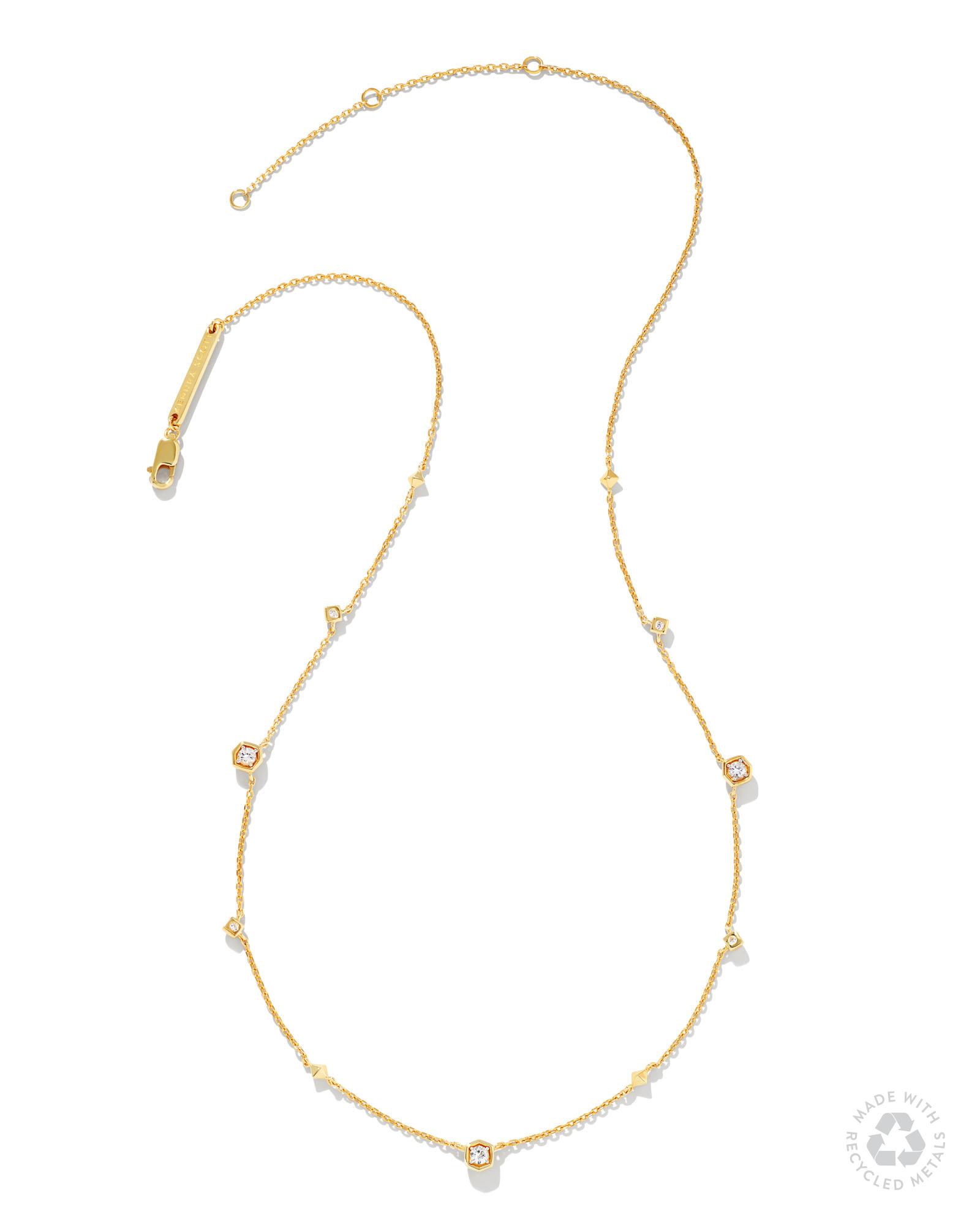 Kendra Scott Davie 18k Gold Vermeil Trio Strand Necklace in White | Sapphire